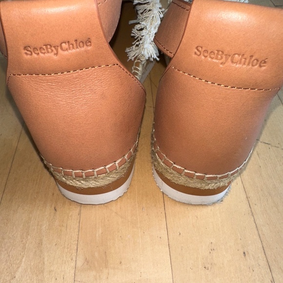 See By Chloe Canvas raw trim edge espadrille sandal, 38, CB2365 - Picture 4 of 6